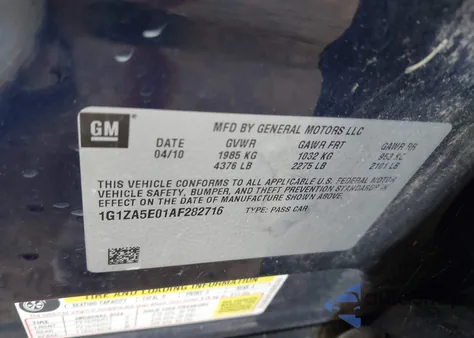 2010 Chevrolet Malibu Ls из США, поврежденный, VIN 1G1ZA5E01AF282716